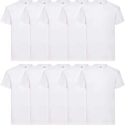   10 db-os csomagban FRUIT OF THE LOOM F03 SUPER PREMIUM RÖVID UJJÚ KÖRNYAKAS PÓLÓ, WHITE - XL