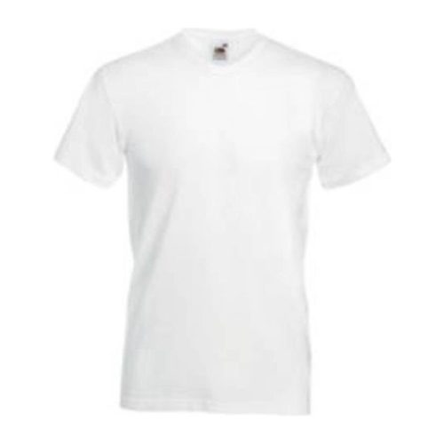 Fruit of the Loom F08 V-nyakú pamut póló, VALUEWEIGHT V-NECK T, White