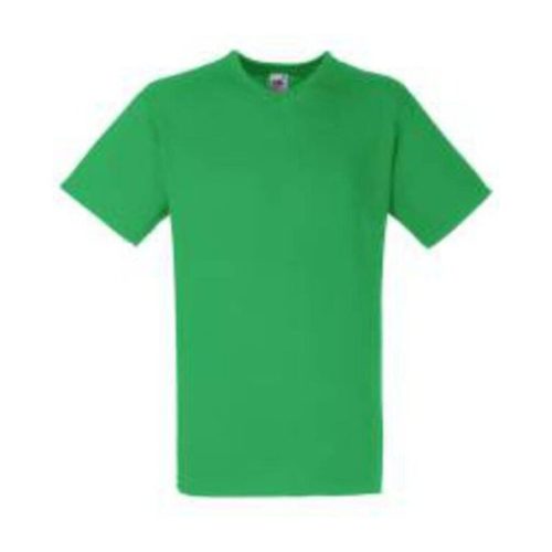 Fruit of the Loom F08 V-nyakú pamut póló, VALUEWEIGHT V-NECK T, Kelly Green