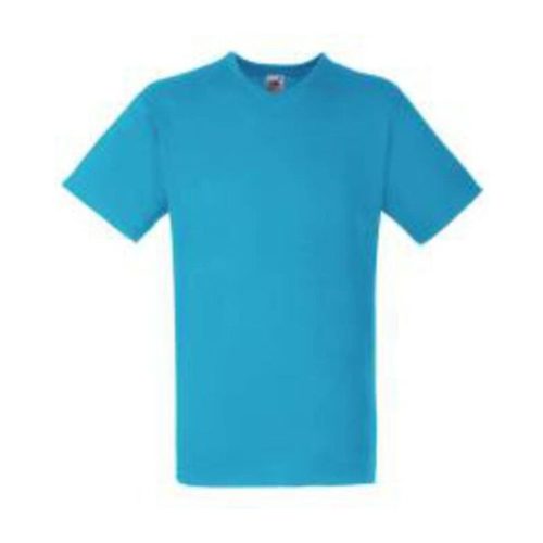 Fruit of the Loom F08 V-nyakú pamut póló, VALUEWEIGHT V-NECK T, Azure