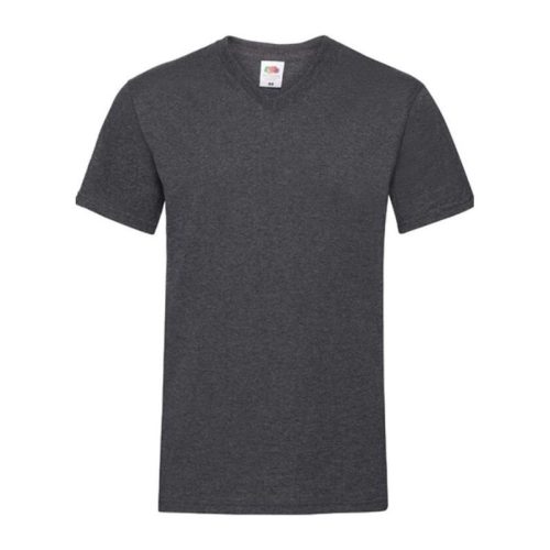 Fruit of the Loom F08 V-nyakú póló, VALUEWEIGHT V-NECK T, Dark Heather Grey