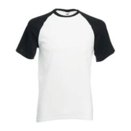 Fruit of the Loom F76 környakas baseball póló, VALUEWEIGHT SHORT SLEEVE BASEBALL T, White/Black - L