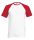 Fruit of the Loom F76 környakas baseball póló, VALUEWEIGHT SHORT SLEEVE BASEBALL T, White/Red