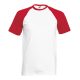 Fruit of the Loom F76 környakas baseball póló, VALUEWEIGHT SHORT SLEEVE BASEBALL T, White/Red