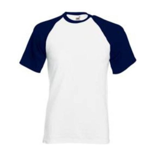 Fruit of the Loom F76 környakas baseball póló, VALUEWEIGHT SHORT SLEEVE BASEBALL T, White/Deep Navy - 3XL