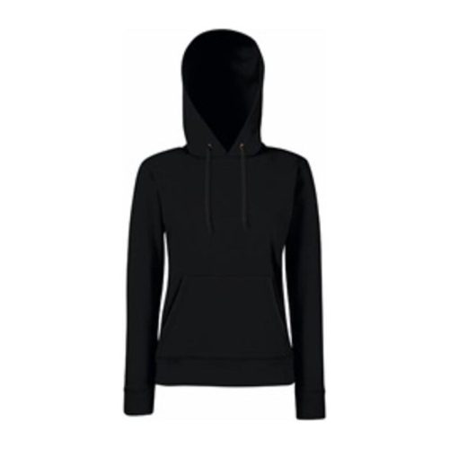 Fruit of the Loom F81 kapucnis Női pulóver, LADY-FIT HOODED SWEAT, Black - M