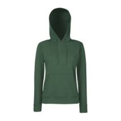   Fruit of the Loom F81 kapucnis Női pulóver, LADY-FIT HOODED SWEAT, Bottle Green - S