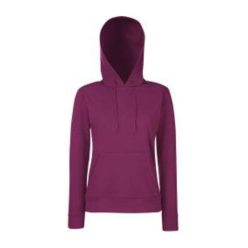   Fruit of the Loom F81 kapucnis Női pulóver, LADY-FIT HOODED SWEAT, Burgundy - S