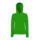 Fruit of the Loom F81 kapucnis Női pulóver, LADY-FIT HOODED SWEAT, Kelly Green - L