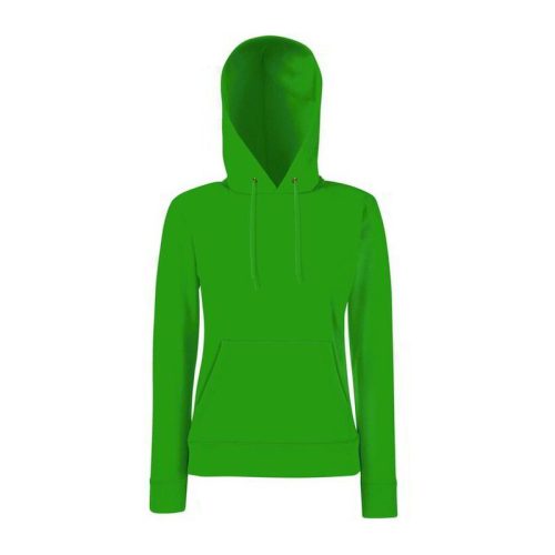 Fruit of the Loom F81 kapucnis Női pulóver, LADY-FIT HOODED SWEAT, Kelly Green - 2XL