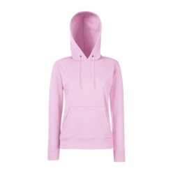   Fruit of the Loom F81 kapucnis Női pulóver, LADY-FIT HOODED SWEAT, Light Pink - XL