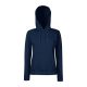 Fruit of the Loom F81 kapucnis Női pulóver, LADY-FIT HOODED SWEAT, Deep Navy - XS