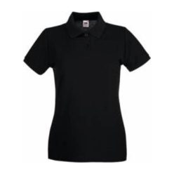   Fruit of the Loom FN01 Női galléros póló, LADY FIT PREMIUM POLO, Black - S