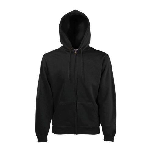 Fruit of the Loom FN07 cipzáras kapucnis pulóver, HOODED SWEAT JACKET, Black