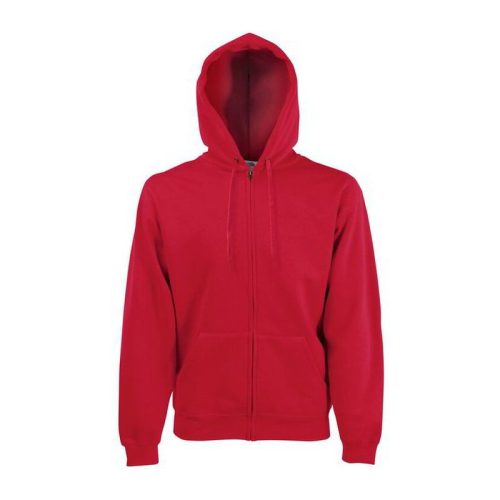 Fruit of the Loom FN07 cipzáras kapucnis pulóver, HOODED SWEAT JACKET, Red