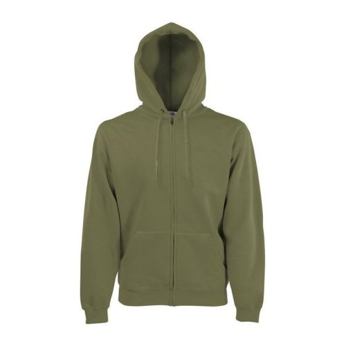 Fruit of the Loom FN07 cipzáras kapucnis pulóver, HOODED SWEAT JACKET, Olive - L