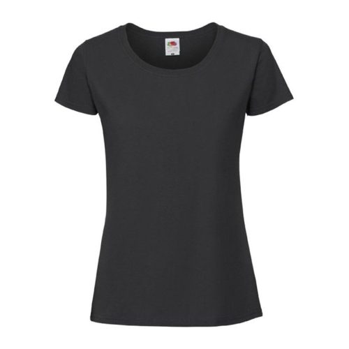 Fruit of the Loom FN56 kereknyakú Női póló, LADIES 195 ICONIC T, Black