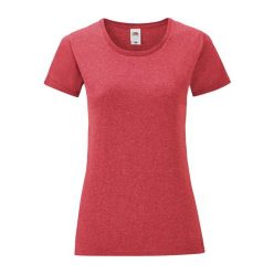   Fruit of the Loom FN63 rövid ujjú Női póló, LADIES ICONIC 150 T, Heather Red - S