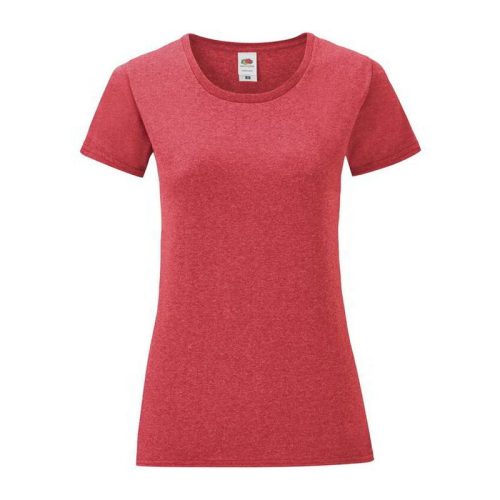 Fruit of the Loom FN63 rövid ujjú Női póló, LADIES ICONIC 150 T, Heather Red - S