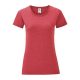 Fruit of the Loom FN63 rövid ujjú Női póló, LADIES ICONIC 150 T, Heather Red - 2XL