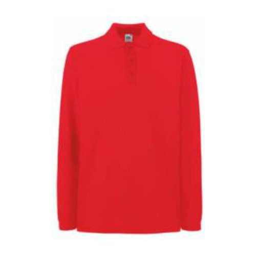 Fruit of the Loom FU24 hosszú ujjú galléros piké póló, PREMIUM LONG SLEEVE POLO, Red - M