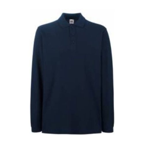 Fruit of the Loom FU24 hosszú ujjú galléros piké póló, PREMIUM LONG SLEEVE POLO, Deep Navy - L