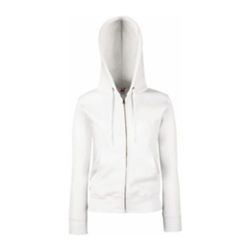 Fruit of the Loom FU84 zipzáras kapucnis Női pulóver, LADY FIT HOODED JACKET, White - S