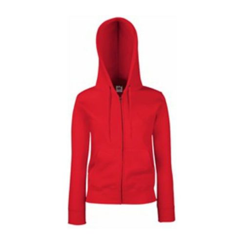 Fruit of the Loom FU84 zipzáras kapucnis Női pulóver, LADY FIT HOODED JACKET, Red - S