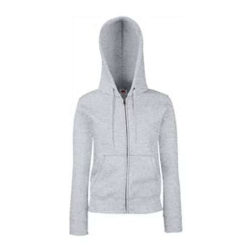 Fruit of the Loom FU84 zipzáras kapucnis Női pulóver, LADY FIT HOODED JACKET, Heather Grey - S