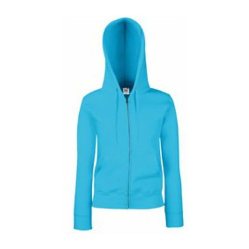 Fruit of the Loom FU84 zipzáras kapucnis Női pulóver, LADY FIT HOODED JACKET, Azure - S