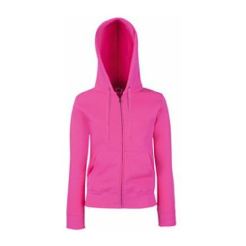 Fruit of the Loom FU84 zipzáras kapucnis Női pulóver, LADY FIT HOODED JACKET, Fuchsia - S