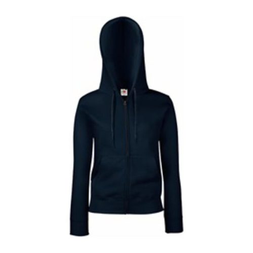 Fruit of the Loom FU84 zipzáras kapucnis Női pulóver, LADY FIT HOODED JACKET, Deep Navy - M