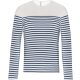 Férfi kereknyakú csíkos hosszú ujjú póló, Kariban KA366, Striped White/Navy-2XL