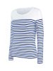 Női hosszú ujjú, csíkos pamut póló, Kariban KA386, Striped White/Navy-L