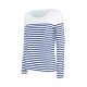 Női hosszú ujjú, csíkos pamut póló, Kariban KA386, Striped White/Navy-L