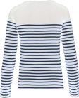 Női hosszú ujjú, csíkos pamut póló, Kariban KA386, Striped White/Navy-M