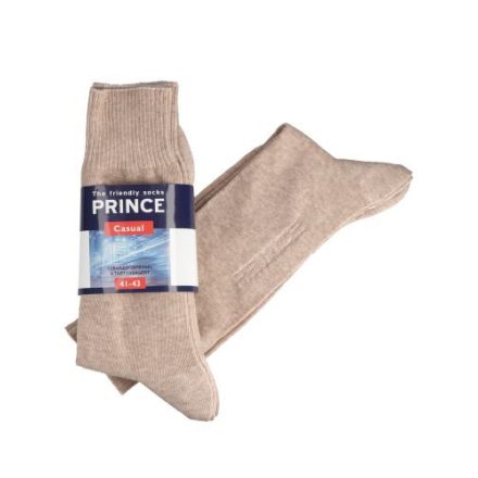 PRINCE gumi nélküli zokni 3 páras csomagban, bézs 44-46
