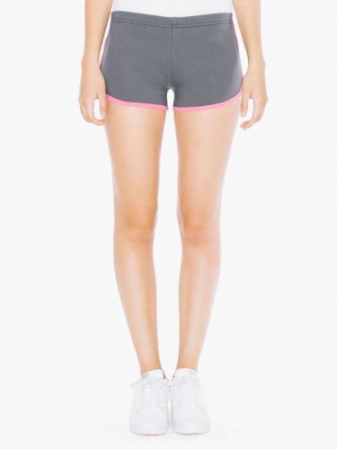 AA7301 Női pamut short, futónadrág American Apparel, Asphalt/Fuchsia-M