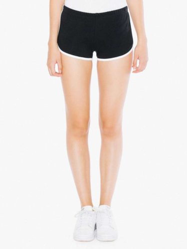 AA7301 Női pamut short, futónadrág American Apparel, Black/White-L