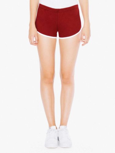 AA7301 Női pamut short, futónadrág American Apparel, Cranberry/White-L