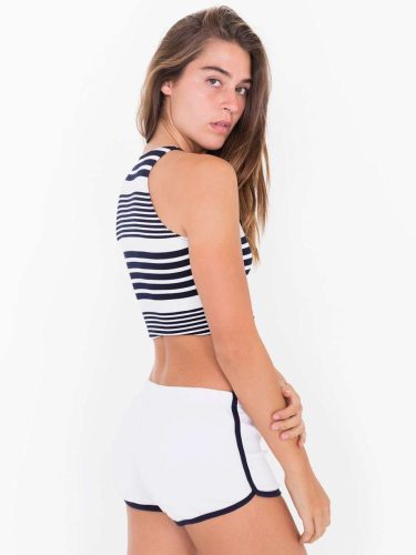 AA7301 Női pamut short, futónadrág American Apparel, White/Navy-L