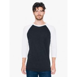   American Apparel AABB453 unisex 3/4 ujjú póló, Black/White R