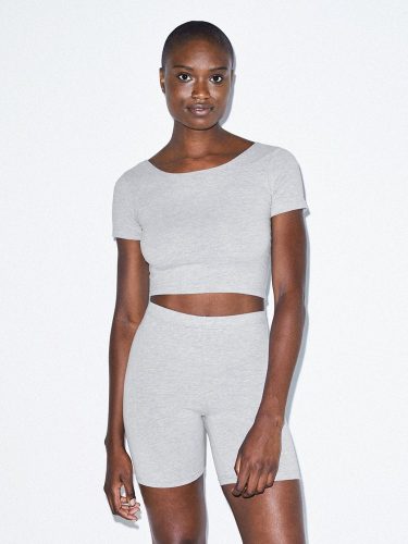 AARSA8380 Női rövid ujjú pamut sztreccs top American Apparel, Heather Grey-L