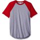 AARSABB4237 kétszínű raglános rövid ujjú póló American Apparel, Heather Grey/Red-S