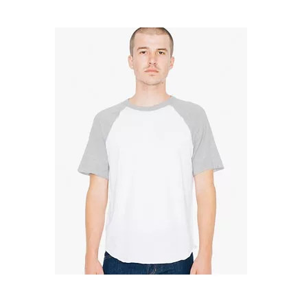 AARSABB4237 kétszínű raglános rövid ujjú póló American Apparel, White/Heather Grey-2XL