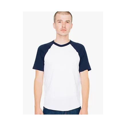 AARSABB4237 kétszínű raglános rövid ujjú póló American Apparel, White/Navy-2XL