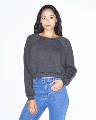 AARSAF3451 rövid derekú Női kereknyakas pulóver American Apparel, Dark Heather Grey-S