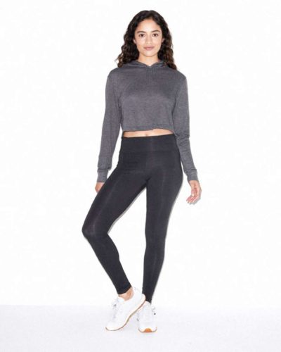 AARSATR3353 Női kapucnis hosszú ujjú rövid derekú póló American Apparel, Tri-Black-M