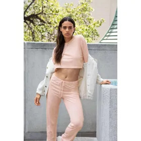 AARSATR3353 Női kapucnis hosszú ujjú rövid derekú póló American Apparel, Tri-Creole Pink-L