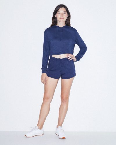 AARSATR3353 Női kapucnis hosszú ujjú rövid derekú póló American Apparel, Tri-Indigo-M